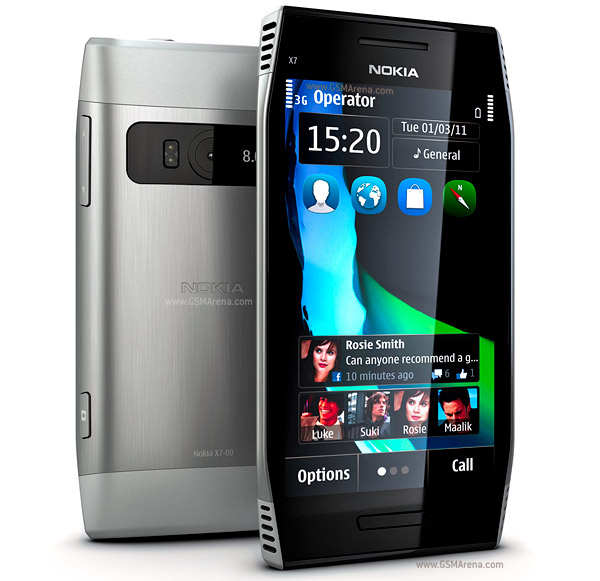 Фронтальная и задняя стороны смартфона Nokia X7
