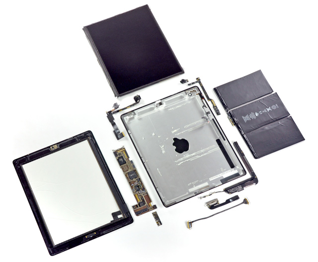 Все составные части планшетного компьютера Apple iPad 2