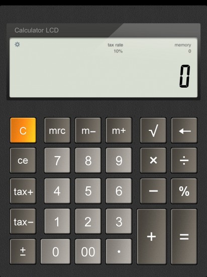 Общий вид приложения Calculator LCD на планшете iPad в портретной ориентации